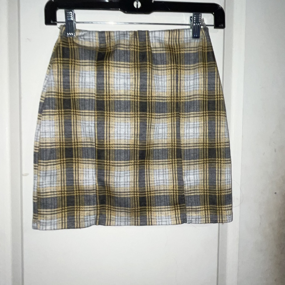 flannel mini skirt with slit